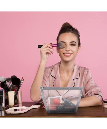 3-Piece Grey Mesh Cosmetic Bag Set | Zipper Pouches for Travel & Office - 3 Sizes - Buy Online on GoSupps.com