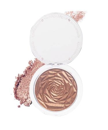 Highlighters Powder - Highlighter Makeup Highly Pigmented Powder Highlighter Bare Pink and Highlighter Palette with Dust Makeup Brush Natural Silky and Shimmery Effect