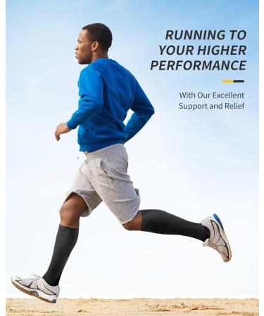 Cambivo Compression Stockings for Men & Women - 2 Pairs of Support Socks for Running Sports Travel Cycling (L-XL Black) - Buy Online on GoSupps.com