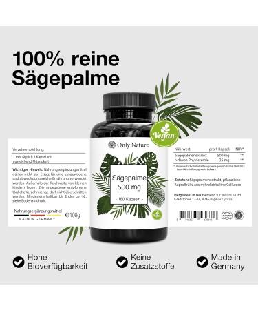ONLY NATURE THE SOCHMENES Extract 500 mg - 180 Prosta Capsules | Natural & Effective Saw Palmetto for Prostate Health | Made in Germany with Laboratory Testing - Buy Online on GoSupps.com