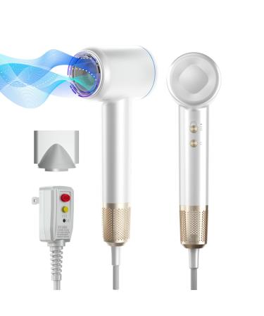 Hair Dryer Professional 110 000RPM High-Speed Blow Dryer 300 Millions Negative Ionic Care Hair Dryers for Fast Drying 1500W Low Noise Thermo-Control Hairdryers with Magnetic Diffuser for Woman Kids White