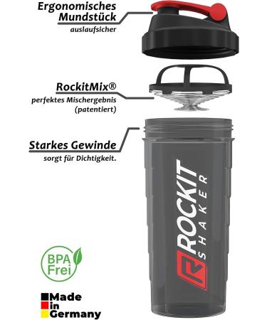 Rockitz Rockitshaker 1000ml Protein Shaker - Leak-proof BPA Free Patented Mixing System - Ideal for Fitness & Whey Protein Shake - Red & Black - Buy Online on GoSupps.com