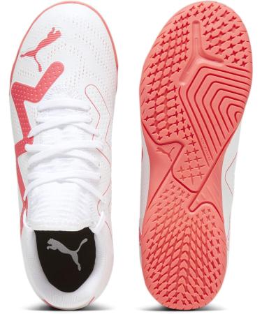 PUMA Unisex Kids Future Play It Jr Football Shoe - 37 EU White & Fire Orchid | International Shipping Available - Buy Online on GoSupps.com