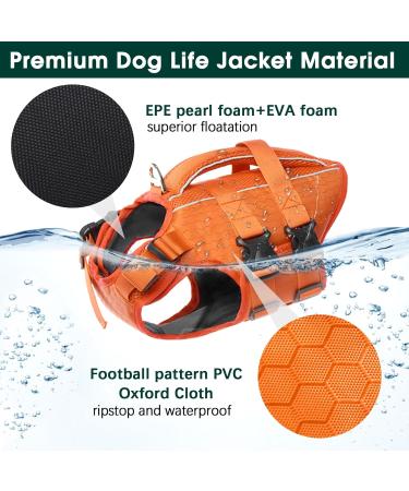 Kuoser Adjustable Ripstop Dog Lifeguard Vest for Small & Large Dogs - High Floating Capacity Pet Swimming Suits in XL Orange - Buy Online on GoSupps.com