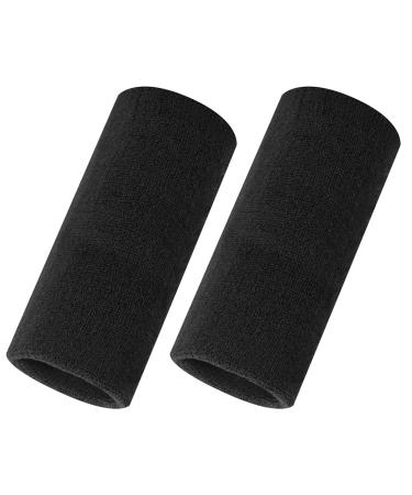 ONUPGO 6 Inch Wrist Sweatbands - Wrist Protection Sweat Bands Sport Wristbands for Basketball, Tennis, Football, Baseball (Pair) Black