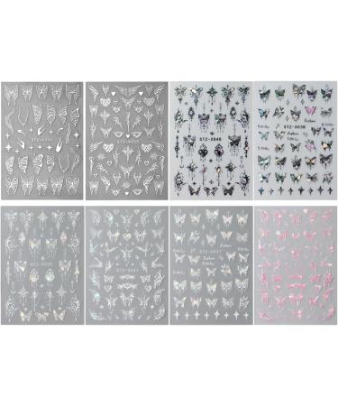 3D Metallic Black Butterfly Nail Stickers | Laser Pink Aurora Nail Design & Punk Accessories - Buy Online on GoSupps.com