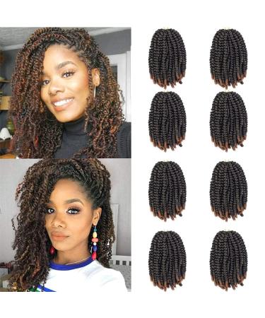 8 Pack Spring Twist Hair 8 Inch Ombre Bomb Twist Crochet Hair for Butterfly Locs Fluffy Spring Twist Braiding Hair Extensions 60g/pack (T1B/30) 8 Inch (Pack of 8) T1B/30