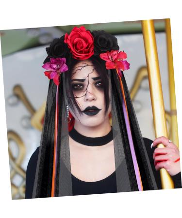 FOMIYES Halloween Headdress Halloween Party Headband Day of The Dead Flower Headband Halloween Veil Headband Halloween Rose Flower Crown Day of The Dead Flower Headpiece Hair Hoops Ribbon 100.00X21.00X5.00CM Multi - Buy Online on GoSupps.com
