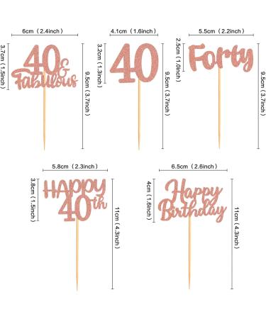 40 Pieces Rose Gold Glitter 40th Birthday Cupcake Toppers | Perfect for Teen Party Decorations - Buy Online on GoSupps.com