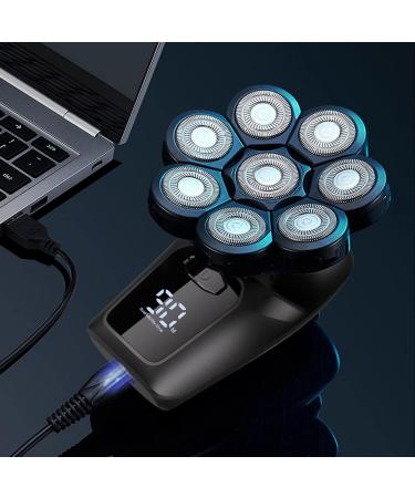 8D Floating Head Shaver for Bald Men - Waterproof Electric Razor for Head Face Legs & Body Shaving - Rechargeable Kit with Nose & Ear Hair Trimmer - 90 Min Runtime LED Display - Black - Buy Online on GoSupps.com
