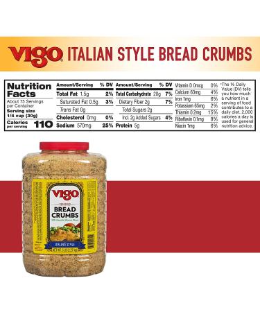 Vigo Italian Style Seasoned Bread Crumbs with Imported Roman Cheese - 5 Pound Pack - Buy Online on GoSupps.com