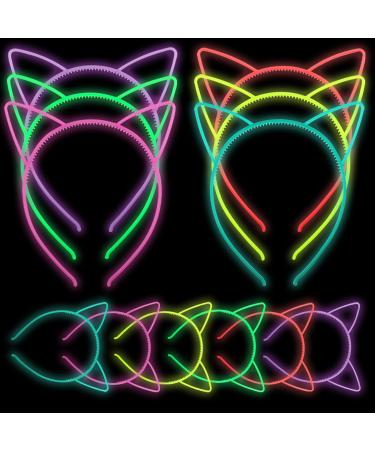 Suyegirl 6 Pcs Glow Dark Headbands Women for Party  Cat Ear Headbands For Girls  Halloween Hair Accessories for Women Hair Hoop Tiara for Party Cosplay Multi-colored-1