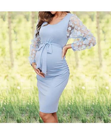 Robe de grossesse pour femme - Col rond - Manches longues - Robe d'allaitement - Robe d' t - Robe de maternit l gante - Robe de maternit pour femmes enceintes - Respirant - Robe XL Rose - Buy Online on GoSupps.com