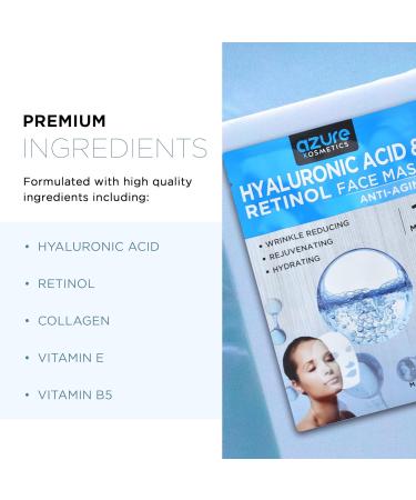 AZURE Hyaluronic Acid & Retinol Anti-Aging Facial Mask - 5 Pack | Korean Skin Care for Fine Lines & Wrinkles - Buy Online on GoSupps.com