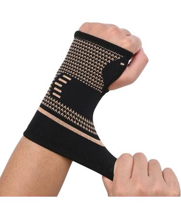 Copper Wrist Compression Sleeves - Arthritis, Tendonitis, Carpal Tunnel Support for Women and Men - Breathable & Comfortable (Medium, Black) - 2 Pack - Buy Online on GoSupps.com