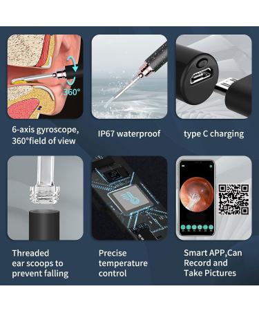Sanyare Earwax Removal Kit with 1080P HD Otoscope Camera and Light - 12 Pcs Spoon Set - Android and iOS Compatible - Solid Black - Buy Online on GoSupps.com