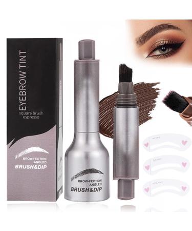 Liquid Eyebrow Brush Brow-Fection Angled Brush & Dip Brow Pencil with Hair like Strokes Beginner Long Lasting Waterproof Brow Pen Quick Drying Wild Eyebrow Pencil Smudge-proof (ESPRESSO)