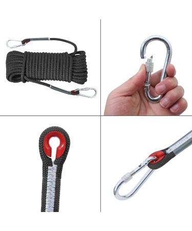 12mm Static Climbing Rope Set with Steel Hooks and Bag - Outdoor Climbing Equipment for Fire Rescue - Black 65FT - Buy Online on GoSupps.com
