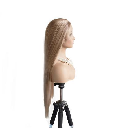 Greenmirr 26in Ash Blonde Lace Front Wig - 13x3 Straight Synthetic Hair - Coffee Blonde Style - Buy Online on GoSupps.com
