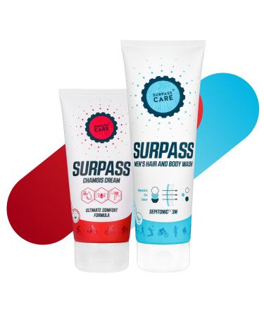 Surpass bike package for men |Natural anti-scandal cream for the buttocks and sport shower gel for women enriched with magnesium |Energy push after intensive training (170ml+250ml) red/blue (Men's cycling bundle) - Buy Online on GoSupps.com
