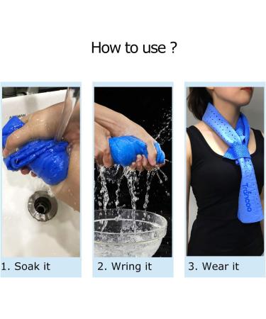 Trancoo 2 Pack PVA Cooling Towel Set - Instant Chill Scarf for Gym, Running, Golf - Sweat Rags for Workout - 33x7.85 Perforated Neck Wrap - Blue+Grey - Buy Online on GoSupps.com