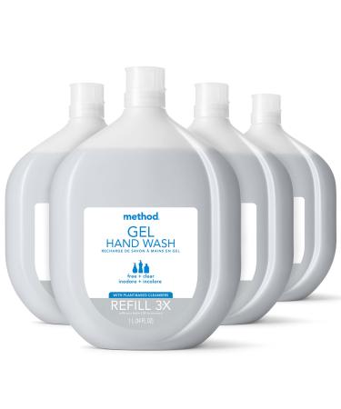 Method Gel Hand Soap Refill Free + Clear Recyclable Bottle 34 oz 4 pack Free + Clear 34 Fl Oz (Pack of 4)