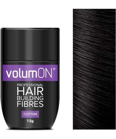 Volumon Professional Hair Building Fibres- Hair Loss Concealer- COTTON- 12g- Get Upto 30 Uses- CHOOSE FROM 8 HAIR SHADES COLOURS (Black) - Buy Online on GoSupps.com