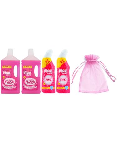 The Pink Stuff The Miracle All Purpose Floor Cleaner 2Pk x 1L + The Pink Stuff The Miracle Toilet Cleaner Gel 2Pk x 750ml + Our Gift for You: Organza Bag Size: 9x7x0.1cm