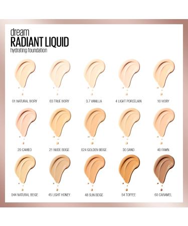 Maybelline Dream Radiant Liquid Foundation - Hyaluronic Acid & Collagen - True Ivory - 30ml - Buy Online on GoSupps.com