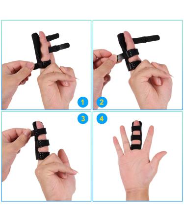 4PCS Finger Splints | Upgraded 3 Straps Trigger Finger Brace for Arthritis & Pain Relief | Broken Finger Protection & Straightening - Black - Buy Online on GoSupps.com