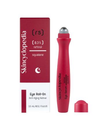 Skincyclopedia 0 3% Retinol Eye Roller for Dark Circles and Puffiness Anti-Aging Eye Serum with Retinol Squalane Hyaluronic Acid and Aloe Vera 15ml