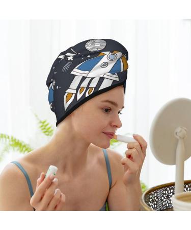 Microfiber Hair Drying Cap for Curly & Thick Hair | Space Cars Soft Absorbent Towel Wrap with Button - Quick Drying Hair Towel - Buy Online on GoSupps.com