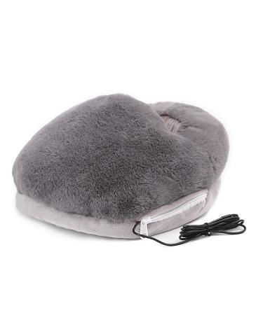 Tita-dong foot warmer foot warmer electrical USB foot warmer plush soft USB foot cushion heating for men and women electrical heating washable for winter at home office heating (gray)