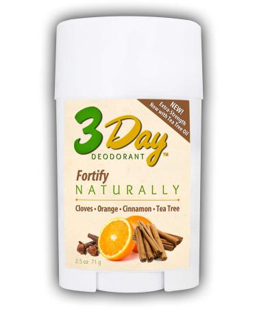 3-Day Natural Deodorant - New Softer Formula - All Natural Farm Tested (2.5 oz Stick) Gluten Free Aluminum Free (Fortify)