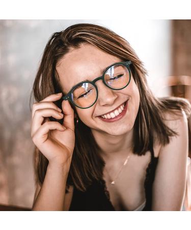 ZENOTTIC Blue Light Blocking Reading Glasses | Round Men Women | Magnification 0.0-3.5 | Green 0.0x - Buy Online on GoSupps.com