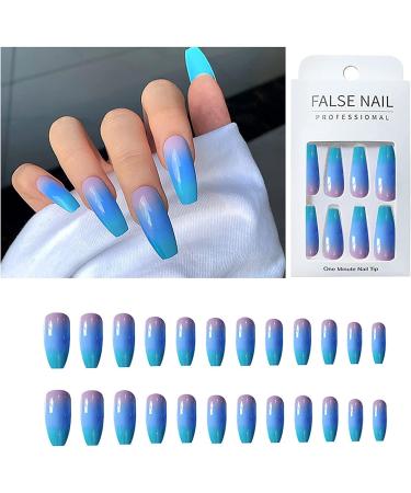 Press on Nails Professinal False Nail Kit -3D French Long Press on Nails Glossy Fake Nails Full Cover Ballerina Nails Tips for Women and Girls Gift (Color : G) - Buy Online on GoSupps.com