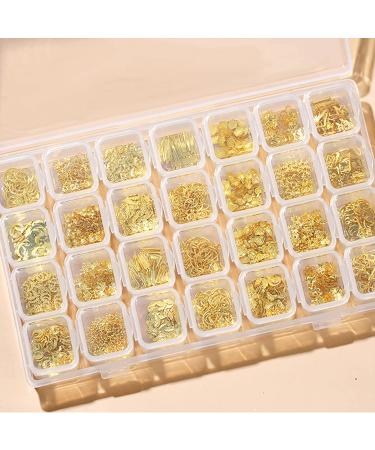 28 Grids Gold Metal Nail Studs & 3D Mix Geometry Nail Art Set - Rivet Jewelry for Manicure & DIY Crafts - Buy Online on GoSupps.com