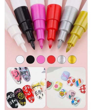 Kalolary 6 Color 3D Nail Art Pens Set - Nail Point Graffiti Dotting Pen for DIY Manicure Tools - Buy Online on GoSupps.com