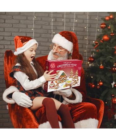 Gingerbread House Kit Pre Baked 1.8KG XL|Reindeer Xmas Tree Santa Sleigh Writing Icing Cookies Gummy Sweets Buttons Holly Leaves Berries Jelly Beads Add Candy Cane Fun Christmas Gifts for Family Kids - Buy Online on GoSupps.com