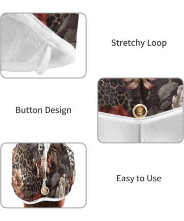 Floral Cheetah Hair Towel 2 Pack | Super Absorbent Quick Dry Hair Turbans for Women & Girls - Buy Online on GoSupps.com