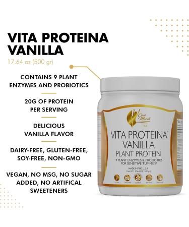 Vita Protein Vegan Vanilla Plant Protein - 20g Protein Enzymes & Probiotics - Gluten Free Soy Free Dairy Free - 17.6 oz (500g - Buy Online on GoSupps.com