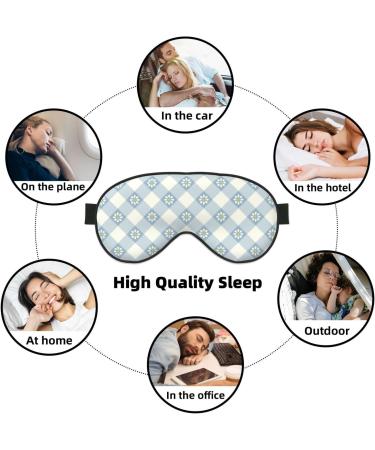 Daisy Plaid Blue Print Sleep Eye Mask - Soft Travel Eye Cover Blindfold with Elastic Strap for Comfortable Sleep - Buy Online on GoSupps.com