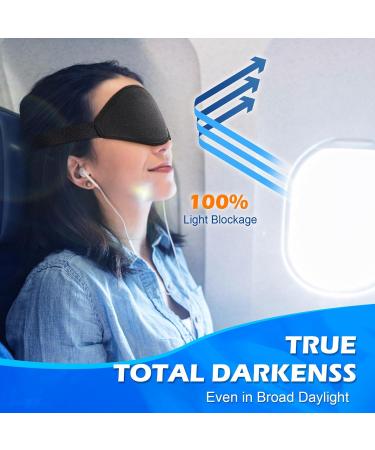 3D Sleep Eye Mask - Zero Eye Pressure Contoured Sleeping Mask for Travel Yoga & Naps - 100% Light Block Soft Comfort Cover for Men & Women (Black - Buy Online on GoSupps.com