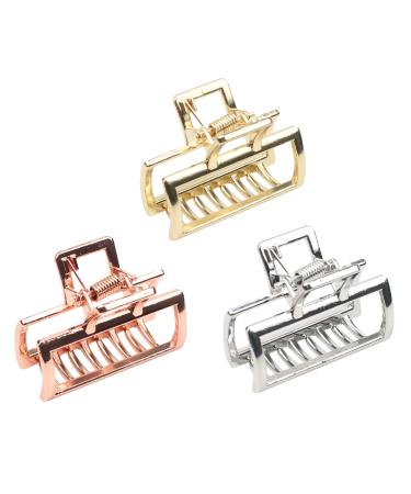 VinBee Small Claw Clips 3 PACK Small Hair Clips For Women Small Metal Claw Hair Clips For Thick Hair-1.1 * 1.57 inches (Silver + Gold + Rose Gold) size 4