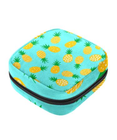 Menstrual Bag with Zipper Ladies Napkin Pouch Tampons Collection Bag for Women and Girls (Pineapple Pattern)