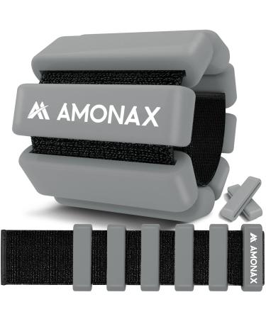 Amonax weight cuff ankle weighs set fitness weights for legs and arms 2x0.5kg/1kg weights wrist for women men pilates weights Leg Weights Training weights for yoga dance gray - 1kg x 2