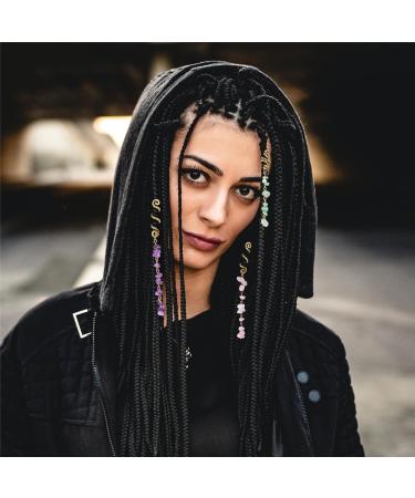 Vinswet Colored Natural Stone Tassels Hair Jewelry for Braids - Pack of 6 Green Pink Purple Gems - Dreadlock Accessories for Women Girls - Buy Online on GoSupps.com