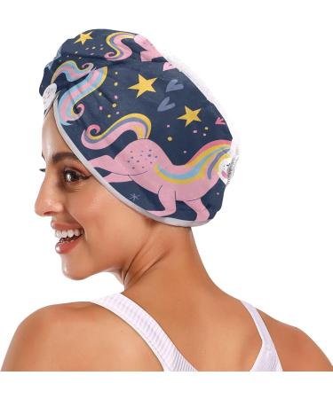 Seamless Unicorn Hair Towels 2 Pack - Super Absorbent Quick Dry Hair Turbans for Women & Girls - Buy Online on GoSupps.com