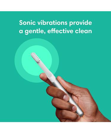 quip Adult Electric Toothbrush - Sonic with Travel Cover, Soft Bristles, Timer & Metal Handle - Silver - Buy Online on GoSupps.com