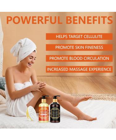 Anti Cellulite Massage Oil & Hot Cream Set Natural Firming Treatment for Legs Arms & Butt | Soothes Muscles & Moisturizes Skin (8 Fl Oz - Buy Online on GoSupps.com